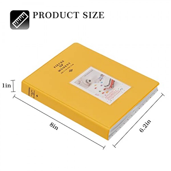 Fuji Instax Mini 70 7s 8 8+ 9 11 25 50s 90, 폴라로이드 즉석 카메라, Kodak Smile Printomatic 즉석 카메라 및 카드용 128 포켓 미니 사진 앨범. (노란색)