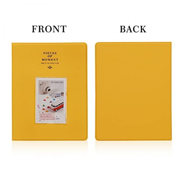 Fuji Instax Mini 70 7s 8 8+ 9 11 25 50s 90, 폴라로이드 즉석 카메라, Kodak Smile Printomatic 즉석 카메라 및 카드용 128 포켓 미니 사진 앨범. (노란색)
