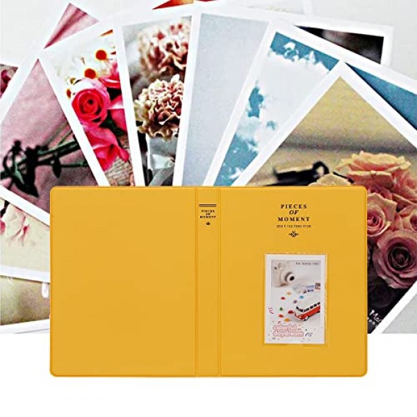 Fuji Instax Mini 70 7s 8 8+ 9 11 25 50s 90, 폴라로이드 즉석 카메라, Kodak Smile Printomatic 즉석 카메라 및 카드용 128 포켓 미니 사진 앨범. (노란색)