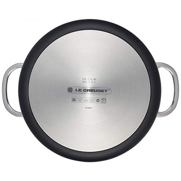 Le Creuset 강화 논스틱 PRO 스톡팟(유리 뚜껑 포함), 6.3쿼트.