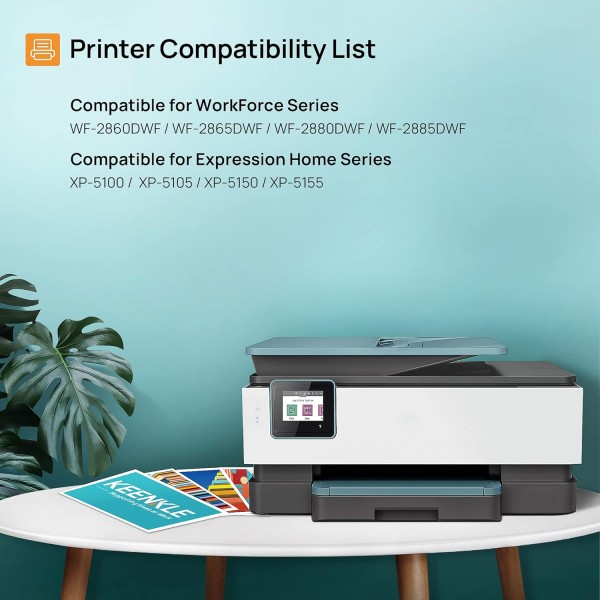502XL 대용량 멀티팩, 4색 잉크 카트리지, Epson 502 XL Workforce WF-2860 WF-2860DWF WF-2865 WF-2865DWF XP-5100 XP-5105 XP-5155 XP-5105 XP-5155 XP-5150용 Keenkle 교체