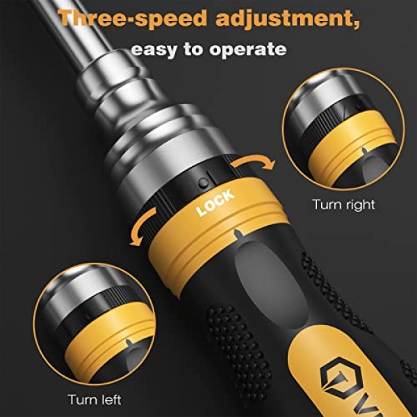 VIGRUE 19-in-1 래칫 드라이버 세트, S2 전문가급 멀티 비트 드라이버, 다목적 자기 정밀 드라이버 고강도 비트, 슬롯/필립스/Pozi/Torx/Hex 남성을 위한 최고의 도구 선물