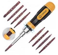 VIGRUE 19-in-1 래칫 드라이버 세트, S2 전문가급 멀티 비트 드라이버, 다목적 자기 정밀 드라이버 고강도 비트, 슬롯/필립스/Pozi/Torx/Hex 남성을 위한 최고의 도구 선물