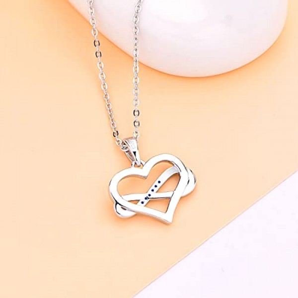 JO WISDOM 여성용 목걸이 인피니티 하트 실버 925, 3A 큐빅 지르코니아 목걸이 펜던트, 여성용 보석