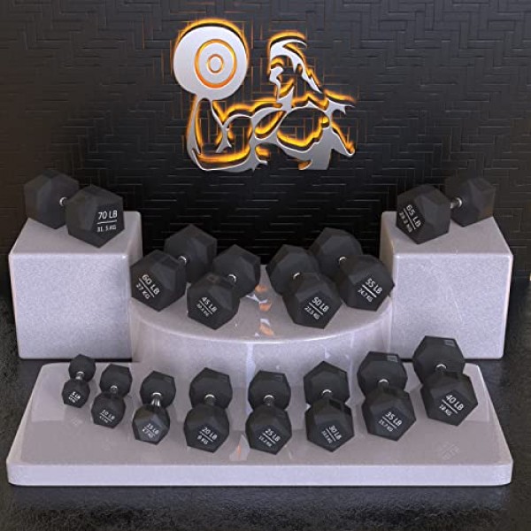 근력 훈련용 프리즘 덤벨 - Nordic Lifting의 체육관 및 가정 운동용 고무로 감싼 주철 5파운드 ~ 70파운드