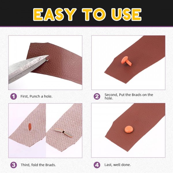 Swpeet 1000pcs 10가지 색상 및 2가지 스타일 8x14mm/15mm 원형 및 버섯 모양의 금속 헤드 종이 패스너 및 Scrapbooking 및 의류 신발용 플레이트 하단 스터드