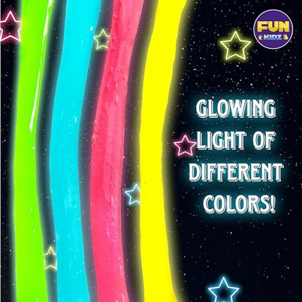 35.16 FL OZ Glow in The Dark Slime for Kids 6+, FunKidz 1040 ML 대형 슬라임 팩 네온 컬러 슬라임 키트 그린 블루 핑크 옐로우 소년 소녀 생일 파티를 위한 빅 슬라임 선물