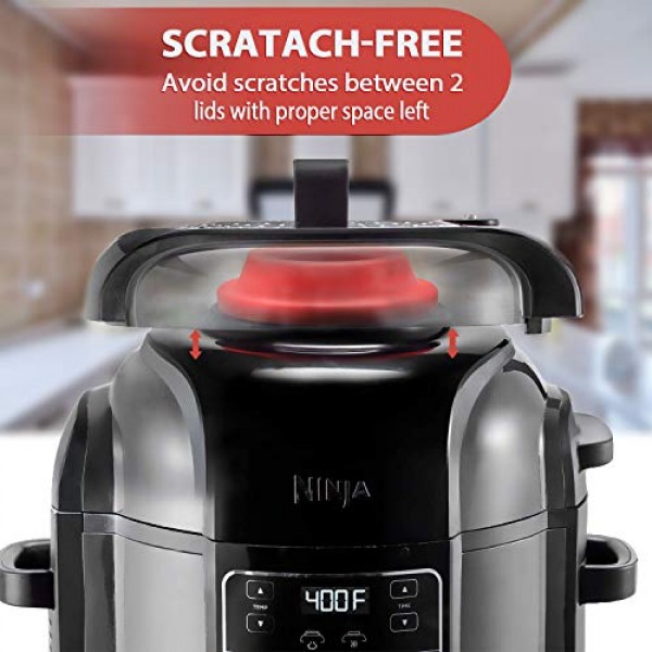 실리콘 뚜껑 스탠드, Ninja Foodi 압력 밥솥 및 에어 프라이어용 실리콘 압력 밥솥 뚜껑 홀더 액세서리, 5Qt, 6.5Qt 및 8Quart(빨간색)