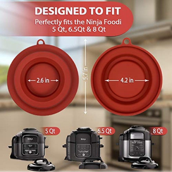 실리콘 뚜껑 스탠드, Ninja Foodi 압력 밥솥 및 에어 프라이어용 실리콘 압력 밥솥 뚜껑 홀더 액세서리, 5Qt, 6.5Qt 및 8Quart(빨간색)