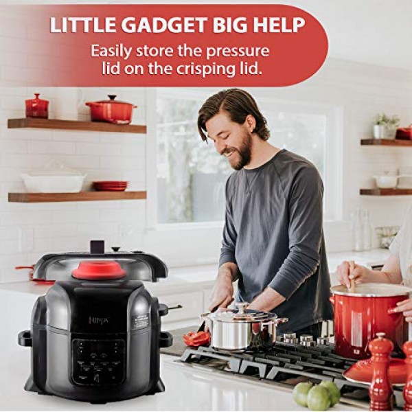 실리콘 뚜껑 스탠드, Ninja Foodi 압력 밥솥 및 에어 프라이어용 실리콘 압력 밥솥 뚜껑 홀더 액세서리, 5Qt, 6.5Qt 및 8Quart(빨간색)