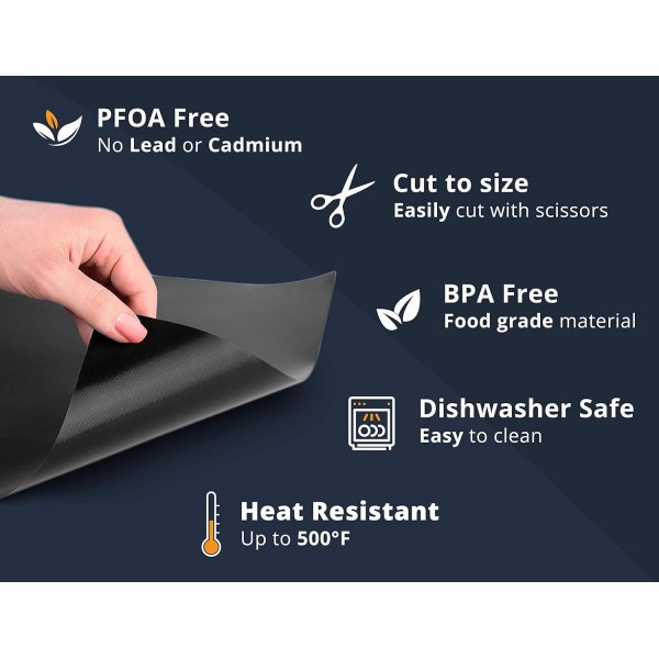 Linda's Essentials의 대형 헤비 듀티 오븐 라이너(3팩) - 가스, 전기 및 팬 보조 오븐용 오븐 바닥용 테프론 오븐 라이너 - 오븐 바닥용 재사용 가능한 논스틱 오븐 매트 - BPA