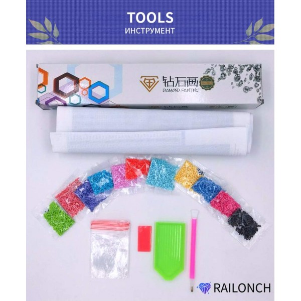 RAILONCH DIY 5D 다이아몬드 페인팅 비치 선셋, 홈 데코용 숫자로 라운드 라인스톤 자수(120×70cm)