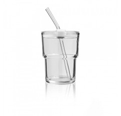 13OZ/400ML 아이스 커피 유리 텀블러, 밀짚 및 뚜껑 밀봉 휴대 가능, 두꺼운 벽 물 유리 컵 머그 티(투명)