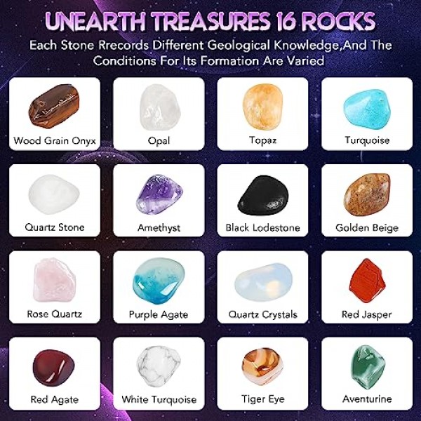 보석 발굴 키트, 어린이를 위한 부활절 달걀 우주 장난감, 8개 행성 발굴 16개의 보석 찾기 및 태양계 탐색, 과학 STEM 활동 - 남아 여아 5세 6 7 8 9 10세 이상을 위한 교육 