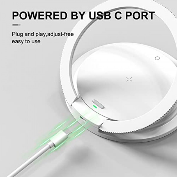 LED 야간 조명을 갖춘 MOSHOU 15W 무선 ​​충전기 스테이션, 휴대용 휴대폰 홀더 접이식 침대 옆 램프, 침실/홈 오피스/복도용 3단 터치 디밍 수면 보조 야간 조명