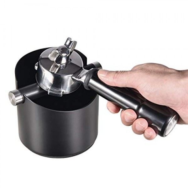 커피 녹 박스, 탈착식 녹 바 및 미끄럼 방지 베이스가 있는 SANTOW 블랙 에스프레소 녹 박스 - 식기세척기 사용 가능, 스테인리스 스틸 구조, 소형 크기