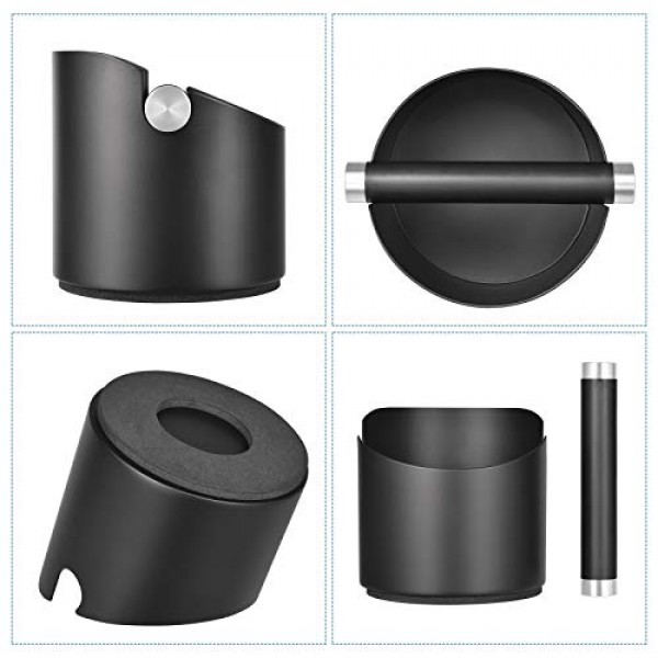 커피 녹 박스, 탈착식 녹 바 및 미끄럼 방지 베이스가 있는 SANTOW 블랙 에스프레소 녹 박스 - 식기세척기 사용 가능, 스테인리스 스틸 구조, 소형 크기