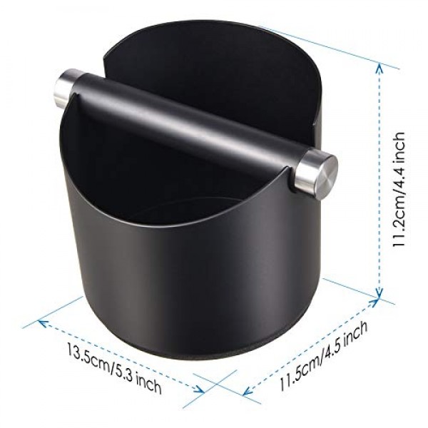 커피 녹 박스, 탈착식 녹 바 및 미끄럼 방지 베이스가 있는 SANTOW 블랙 에스프레소 녹 박스 - 식기세척기 사용 가능, 스테인리스 스틸 구조, 소형 크기