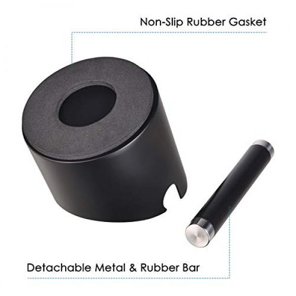 커피 녹 박스, 탈착식 녹 바 및 미끄럼 방지 베이스가 있는 SANTOW 블랙 에스프레소 녹 박스 - 식기세척기 사용 가능, 스테인리스 스틸 구조, 소형 크기