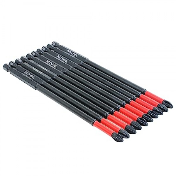 AUTOTOOLHOME 10 팩 필립스 PH2 자기 미끄럼 방지 스크루드라이버 비트 세트 6인치 길이 TS2 미끄럼 방지 롱 드릴 비트 임팩트 드라이버 비트