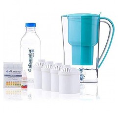 Alkanatur 알칼리성 물 투수 필터 연간 팩 번들(필터 4개 포함)(불화물, 염소, 중금속 등 필터) - 알칼리화 및 이온화된 수돗물 - 높은 pH 알칼리화기