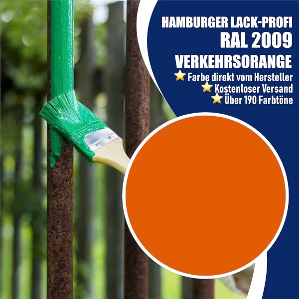 햄버거 Lack-Profi 금속 보호 페인트 MATT 트래픽 주황색 RAL 2009 주황색 금속 보호 페인트 금속 페인트 금속 색상(2.5L)