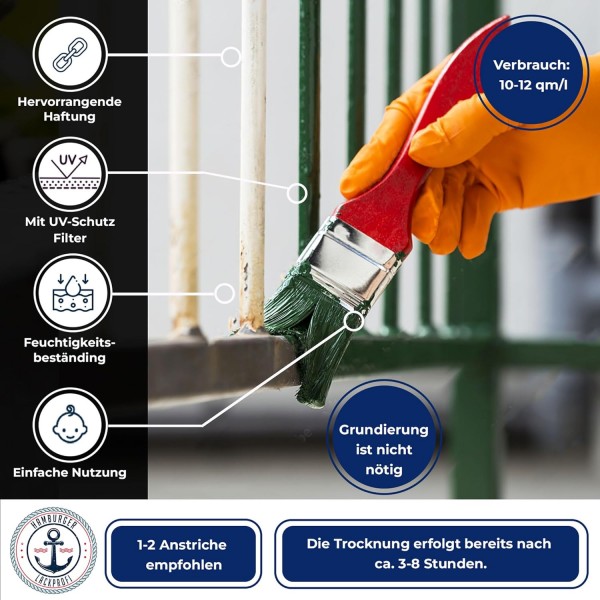 햄버거 Lack-Profi 금속 보호 페인트 MATT 트래픽 주황색 RAL 2009 주황색 금속 보호 페인트 금속 페인트 금속 색상(2.5L)