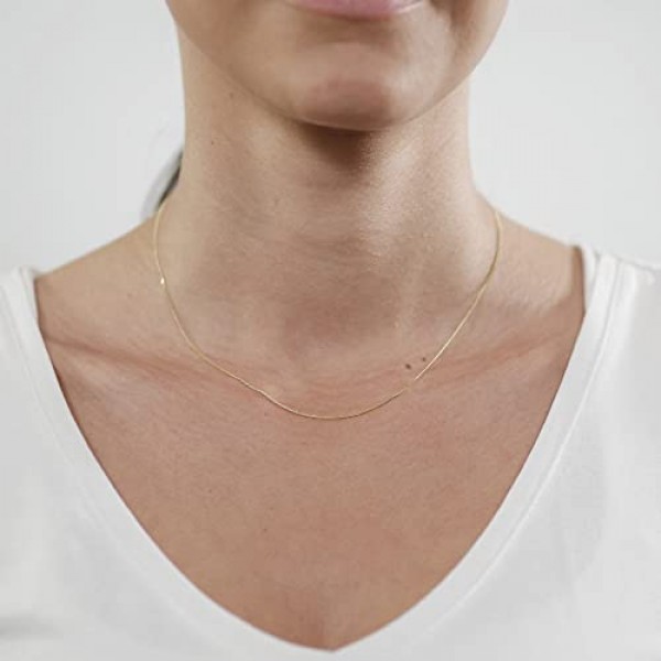 Trendor 파인 커브 체인 333 골드 0.8mm 길이 38-60cm 우아한 골든 체인 리얼 골드로 만든 아름다운 선물 아이디어 목걸이 72436