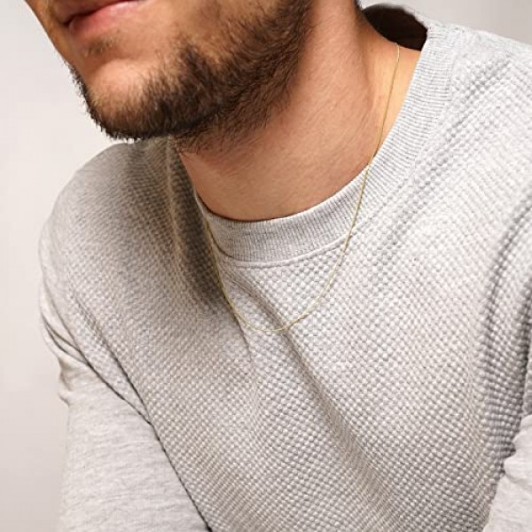 Trendor 파인 커브 체인 333 골드 0.8mm 길이 38-60cm 우아한 골든 체인 리얼 골드로 만든 아름다운 선물 아이디어 목걸이 72436