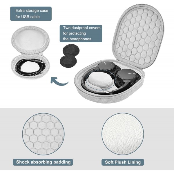 Sony WH1000XM5/ WH1000XM4/ WHXB910N/ WHCH710N/ WHXB900N/ Bose 700/ QC35 II 헤드셋 무선 소음 차단 헤드폰용 여행용 케이스, 하드 케이스 백 - 그레이 그레이용 ProCase 헤드폰 케이스