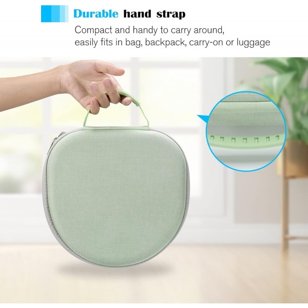 2개의 스마트 실리콘 보호 커버가 있는 AirPods Max용 ProCase 하드 헤드폰 케이스, Hardshell Eva 휴대용 케이스 헤드셋 케이스 - 녹색