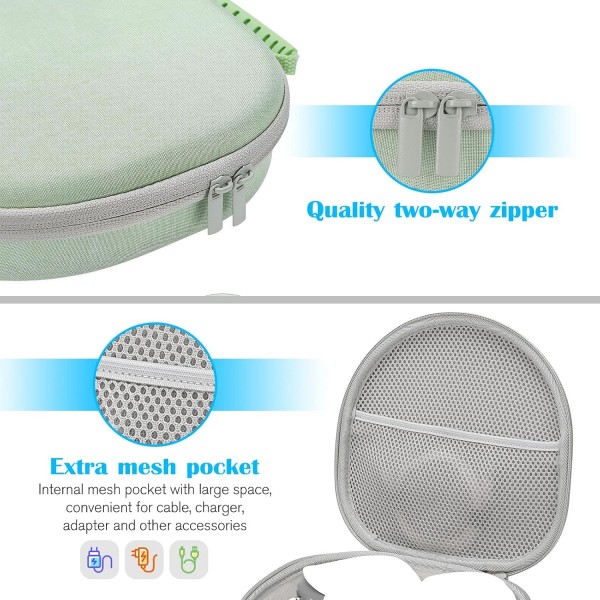 2개의 스마트 실리콘 보호 커버가 있는 AirPods Max용 ProCase 하드 헤드폰 케이스, Hardshell Eva 휴대용 케이스 헤드셋 케이스 - 녹색