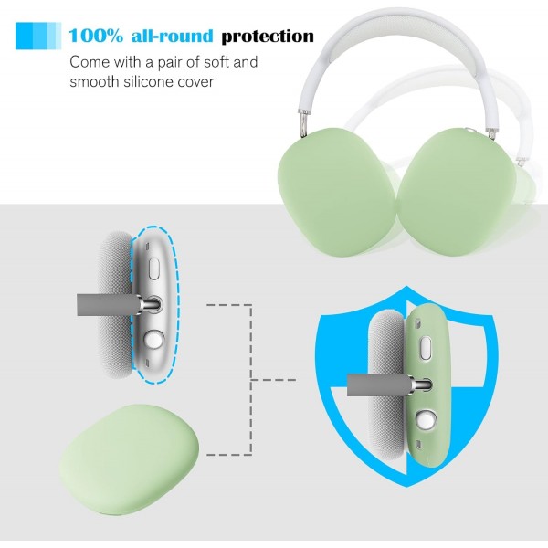 2개의 스마트 실리콘 보호 커버가 있는 AirPods Max용 ProCase 하드 헤드폰 케이스, Hardshell Eva 휴대용 케이스 헤드셋 케이스 - 녹색