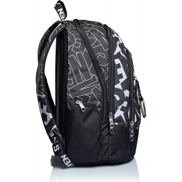 세븐 백팩, 학교, 대학 및 레저 용 백팩, 청소년, 소녀, 소년을위한 넓은 학교 가방, 패딩 학교 가방; 노트북 수납공간 포함 -Advanced ALPHA BEAT, 블랙 Black Alpha