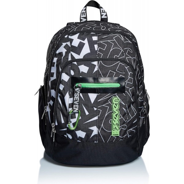 세븐 백팩, 학교, 대학 및 레저 용 백팩, 청소년, 소녀, 소년을위한 넓은 학교 가방, 패딩 학교 가방; 노트북 수납공간 포함 -Advanced ALPHA BEAT, 블랙 Black Alpha