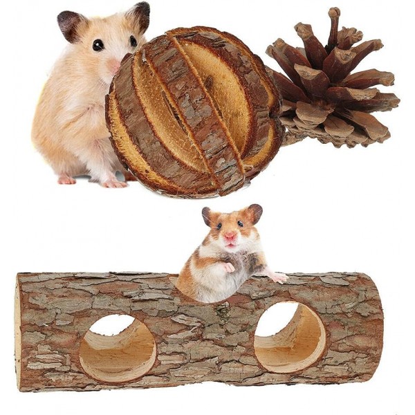 NganSuRong 12 Pcs 나무 햄스터 씹는 장난감 햄스터 토끼 기니피그 액세서리 세트 A