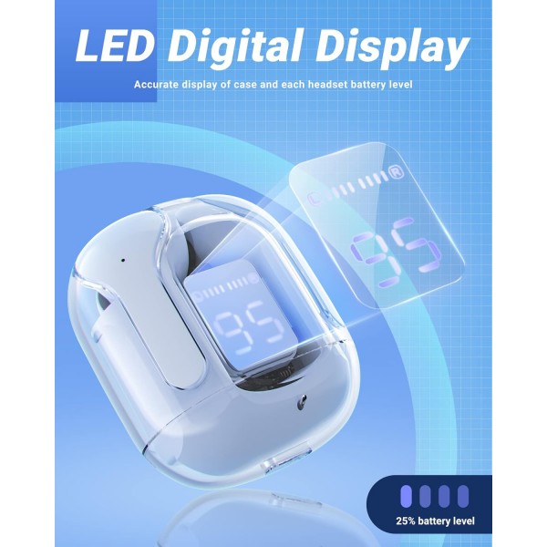 ACEFAST T6 Bluetooth 헤드폰 인이어, 듀얼 마이크가 장착된 무선 AI 통화 헤드폰, HiFi 스테레오 사운드용 컴포지트 오디오 드라이버, 25시간 재생이 가능한 노이즈 캔슬링 무