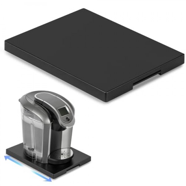 ANBOXIT 기기 슬라이더, 커피메이커용 목재 슬라이딩 트레이, 카운터용 커피포트 슬라이더, 주방 캐디 롤링 트레이(클래식 블랙-딥)