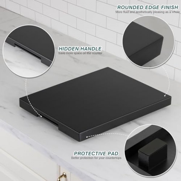 ANBOXIT 기기 슬라이더, 커피메이커용 목재 슬라이딩 트레이, 카운터용 커피포트 슬라이더, 주방 캐디 롤링 트레이(클래식 블랙-딥)