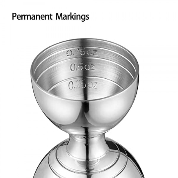 바텐더를 위한 Etens Jigger | 바 칵테일 측정 지거 2온스 1온스 | 내부 측정이 포함된 샷 측정 지거 | 더블 체이서 벨 지거 | 음주 측정 알코올 | 바텐더 도구