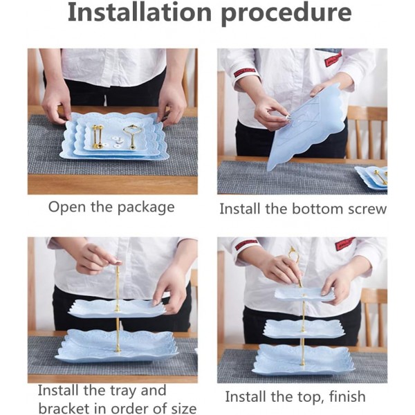 MEETOZ 컵케익 스탠드, 3 계층 플라스틱 계층 트레이, 디저트 캔디 스낵 빵 타워 트레이, 웨딩 홈 홀리데이 생일 크리스마스 파티 장식용 플라스틱 케이크 스탠드