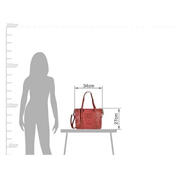 Bear Design Cow Lavato CL36739 여성용 가죽 쇼퍼 숄더백 핸드백 레드 34 x 27 cm, 레드