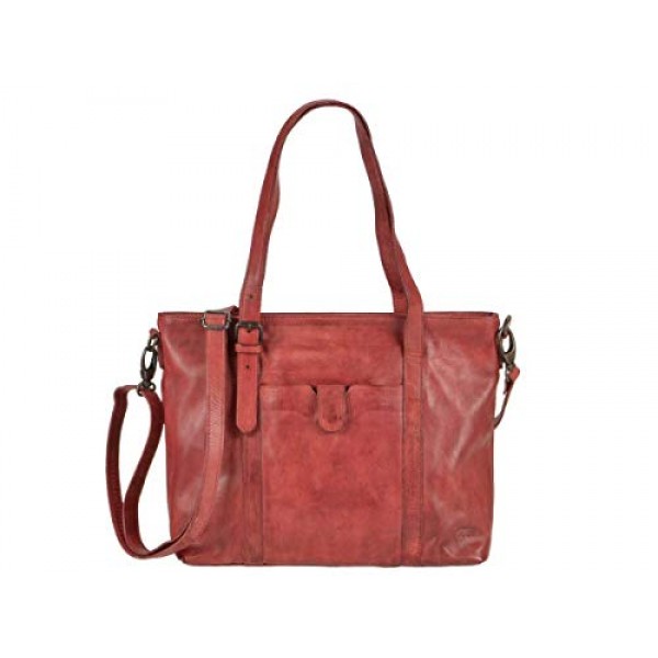 Bear Design Cow Lavato CL36739 여성용 가죽 쇼퍼 숄더백 핸드백 레드 34 x 27 cm, 레드