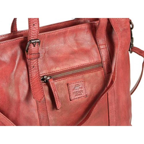 Bear Design Cow Lavato CL36739 여성용 가죽 쇼퍼 숄더백 핸드백 레드 34 x 27 cm, 레드