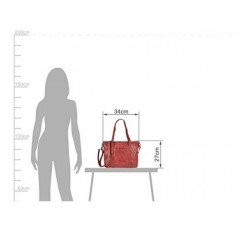 Bear Design Cow Lavato CL36739 여성용 가죽 쇼퍼 숄더백 핸드백 레드 34 x 27 cm, 레드