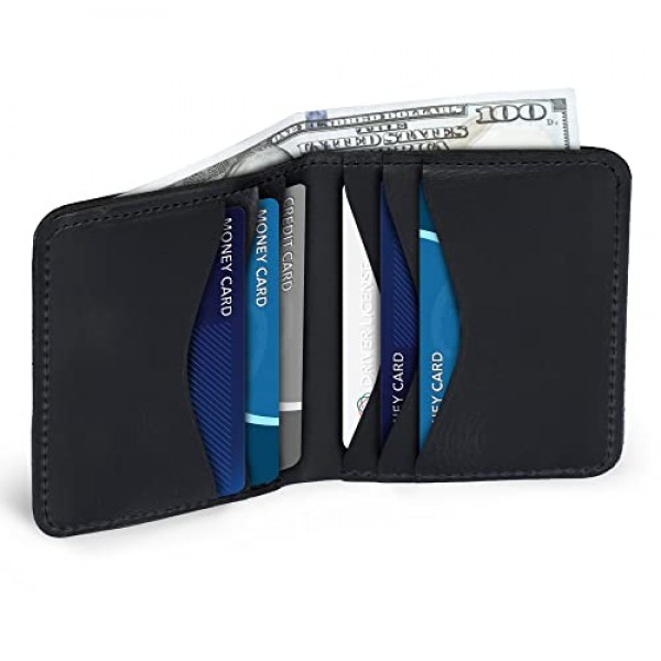 Otto Angelino 천연 가죽 울트라 슬림 이중 카드 및 현금 지갑 - 남여 공용