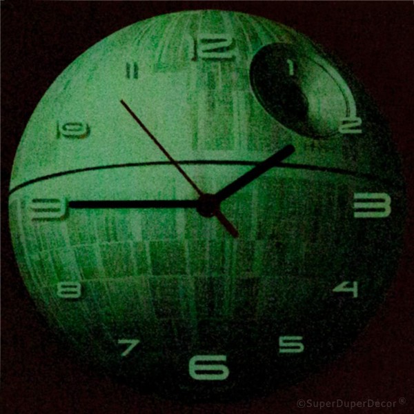 STAR WARS DEATH STAR CLOCK - Glow-in-the-Dark - 침실 벽시계