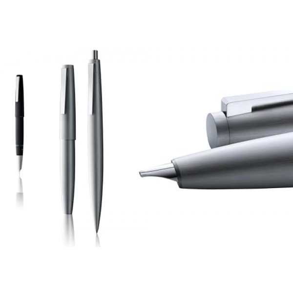 LAMY L02-M 만년필, 펜촉 M, 미디엄 포인트, 2000, 프리미어 스테인레스 스틸, 흡입형