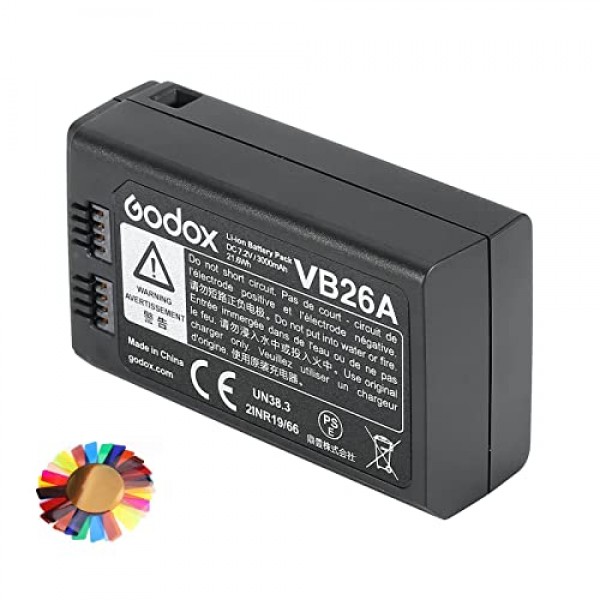 GODOX V1 배터리 VB26 VB26A VB26B 리튬 이온 배터리 V1S V1N V1C V1F V1O 플래시 V860III-S V860III-C V860III-N V860III-O V860III-F V850III AD100PRO MF-R76 (VB26, VB26A, VB26B는 무작위로)