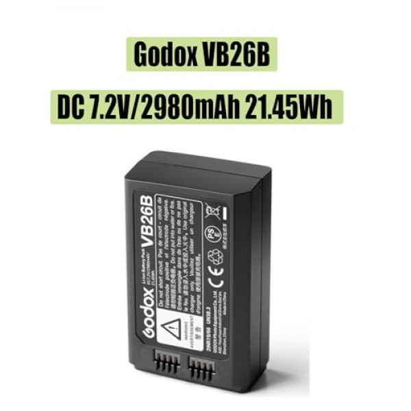 GODOX V1 배터리 VB26 VB26A VB26B 리튬 이온 배터리 V1S V1N V1C V1F V1O 플래시 V860III-S V860III-C V860III-N V860III-O V860III-F V850III AD100PRO MF-R76 (VB26, VB26A, VB26B는 무작위로)